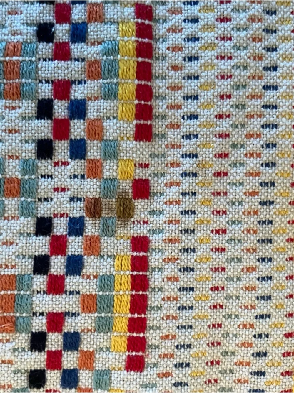 VTG Handmade Rag-Rug Woven Table Dresser Runner Primitive Farmhouse Fringe 12x29